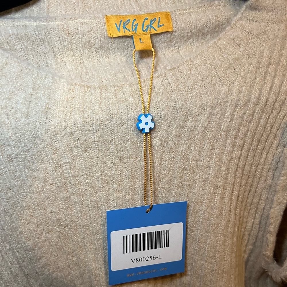 VRG GRL Louvre Knit Top in Natural Size Large NEW WITH TAGS - Picture 7 of 8